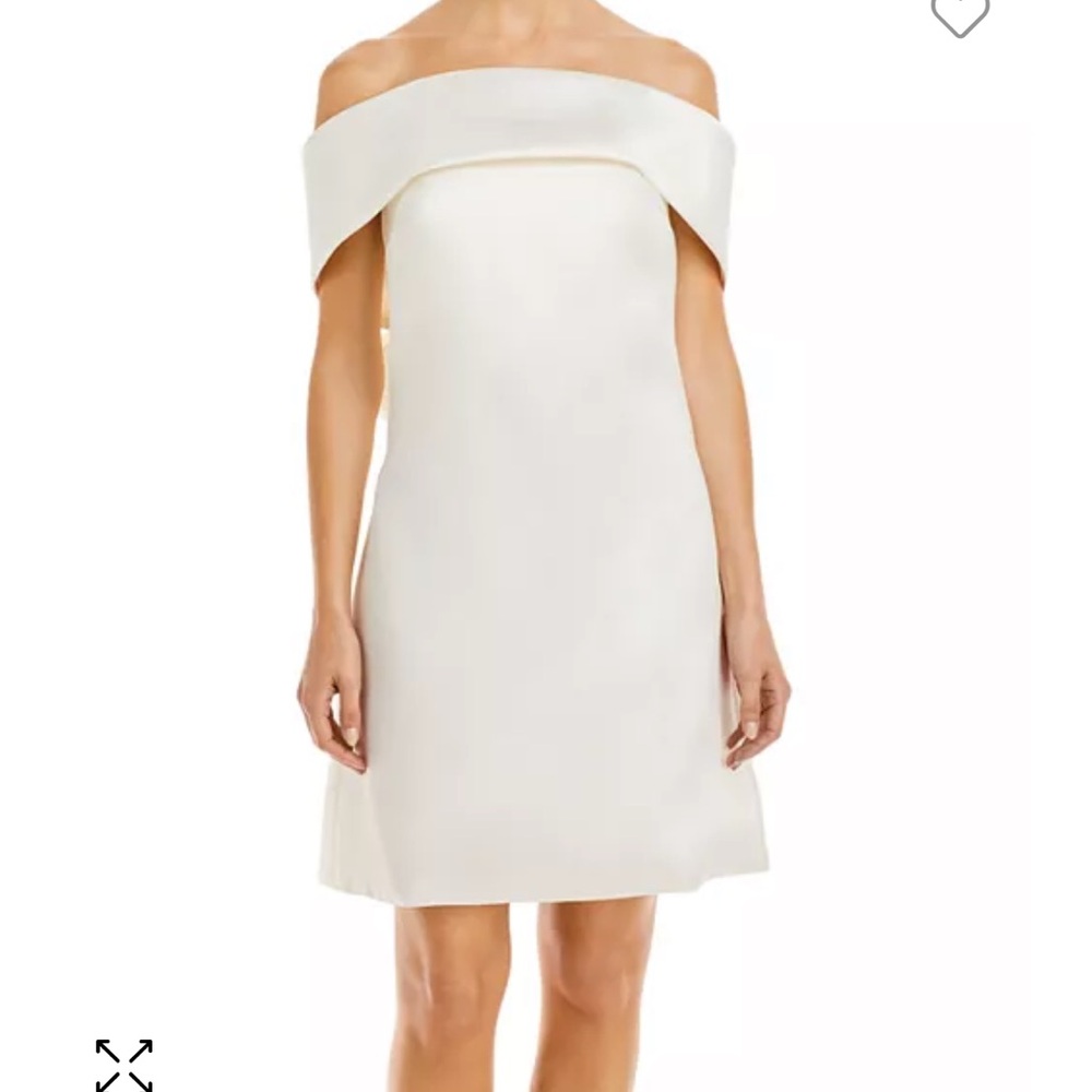 Amsale bow back dress, off the shoulder, shift dress.